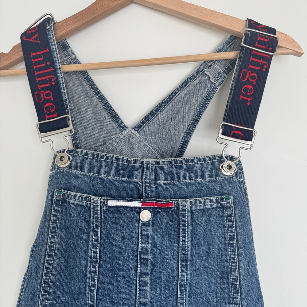 Tommy Hilfiger Blue Denim Overalls with Navy Logo Straps